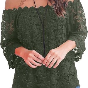 MIHOLL Women's Lace Off Shoulder Top